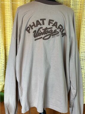 Vintage Y2K Streetwear Phat Farm Shirt Men 3X  Hip Hop Tan Embroidered Logo